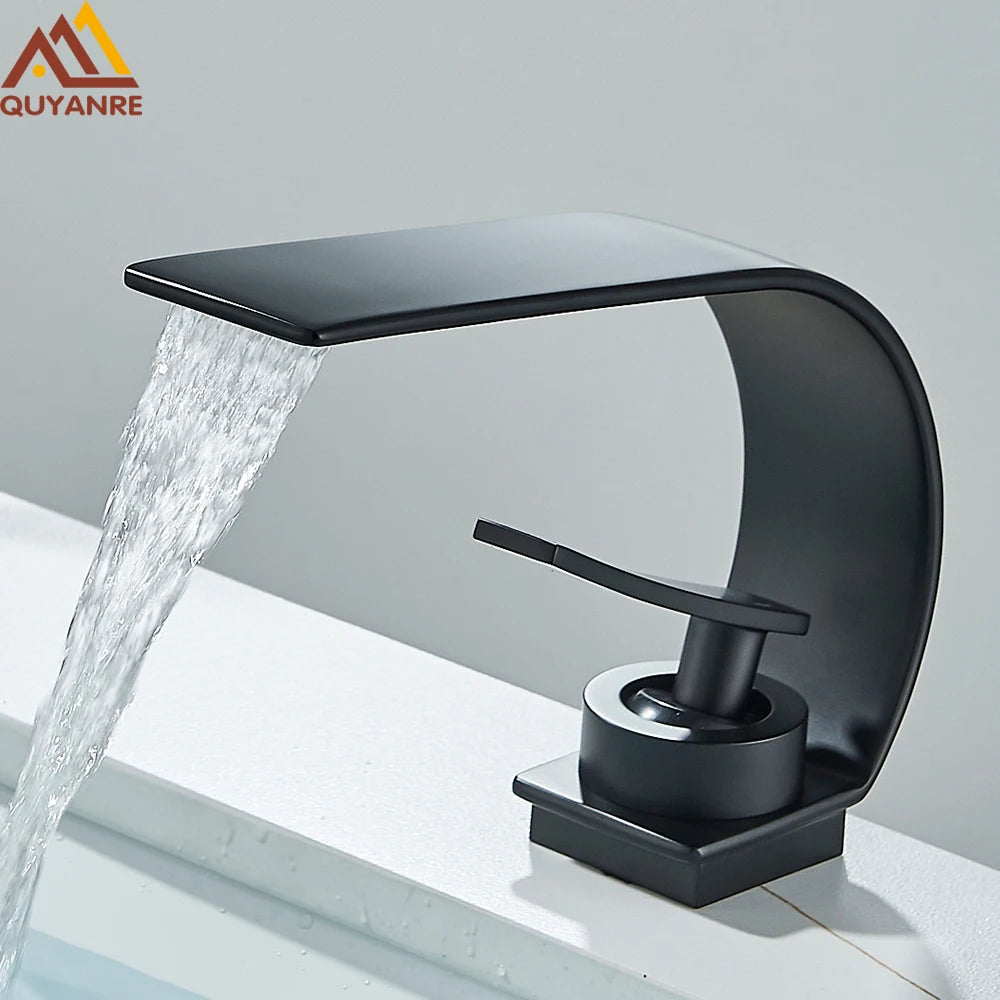 Waterfall Bathroom Sink Faucet – Single-Handle Hot & Cold Mixer Tap