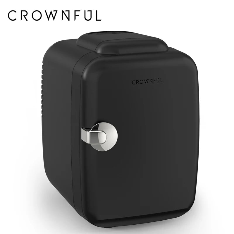 Crownful 4 L Mini Fridge – AC/DC Cooler & Warmer for Beauty, Skincare, Car & Travel