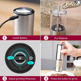 Rechargeable Electric Salt & Pepper Grinder Set – 2 Pack with Base - PulinGO