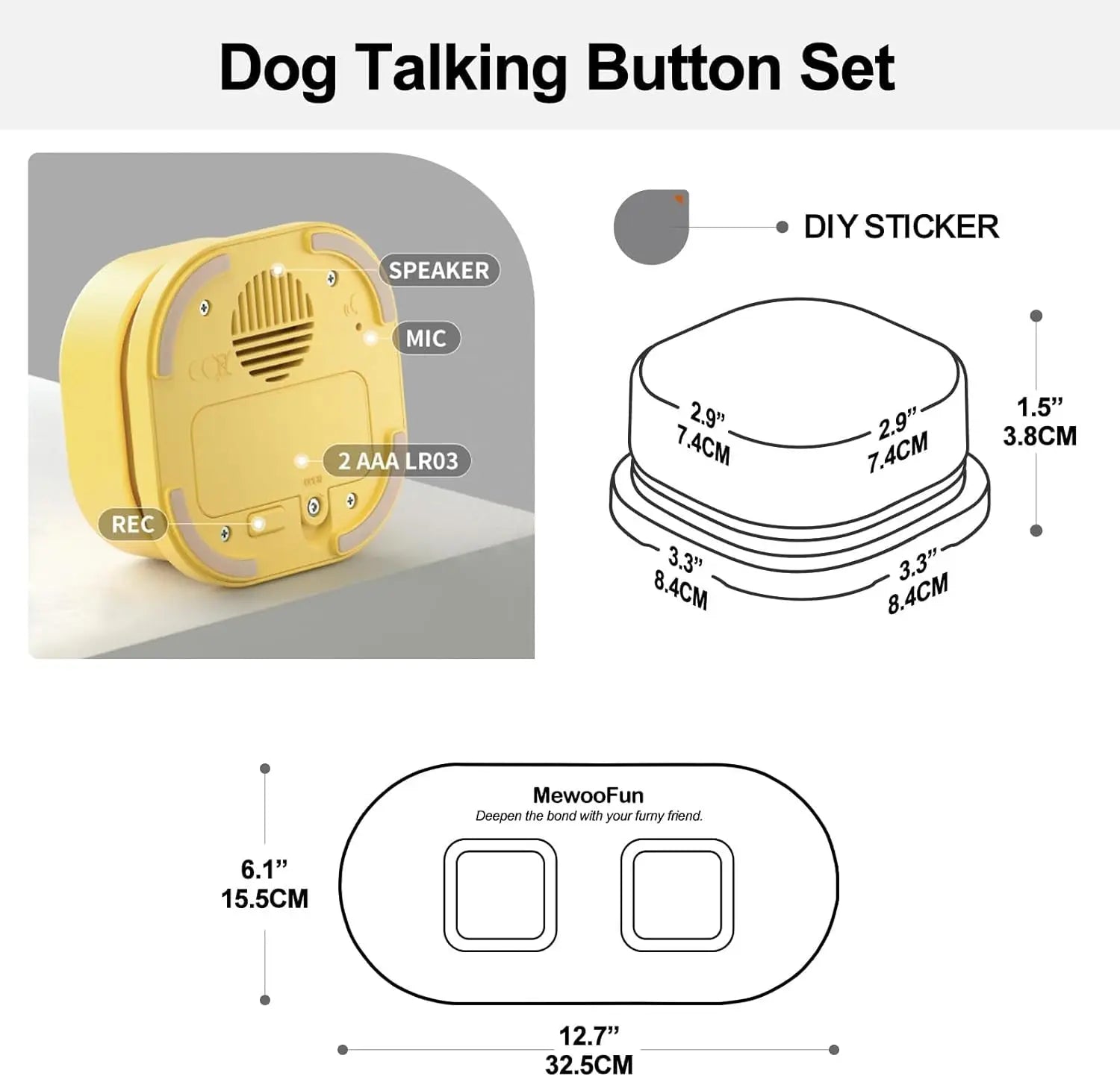 Mewoofun Voice Recording Button – Interactive Talking Pet Training Buzzer with Mat