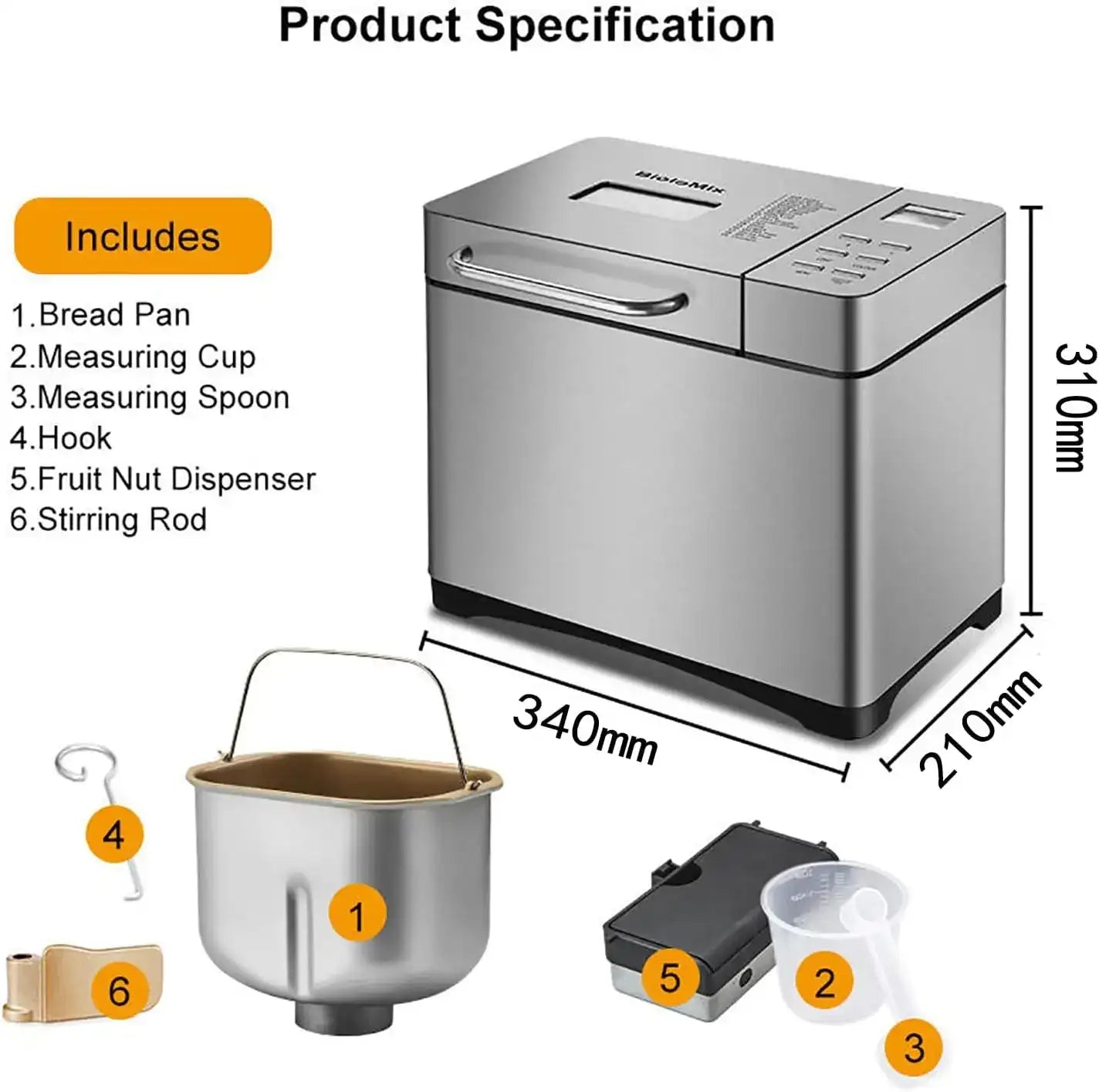 2.2 LB Large Automatic Bread Machine – Professional Bread Maker with Non-stick Ceramic Pan & LCD Touch Panel