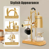400 ml Siphon Vacuum Coffee Maker Set – Stainless Steel & Wood Base Coffee & Tea Brewer