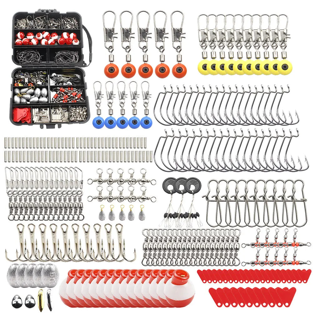 “267PCS Fishing Accessories Kit – Complete Set with Hooks, Baits, Sinkers & Storage Box for Outdoor Fishing”