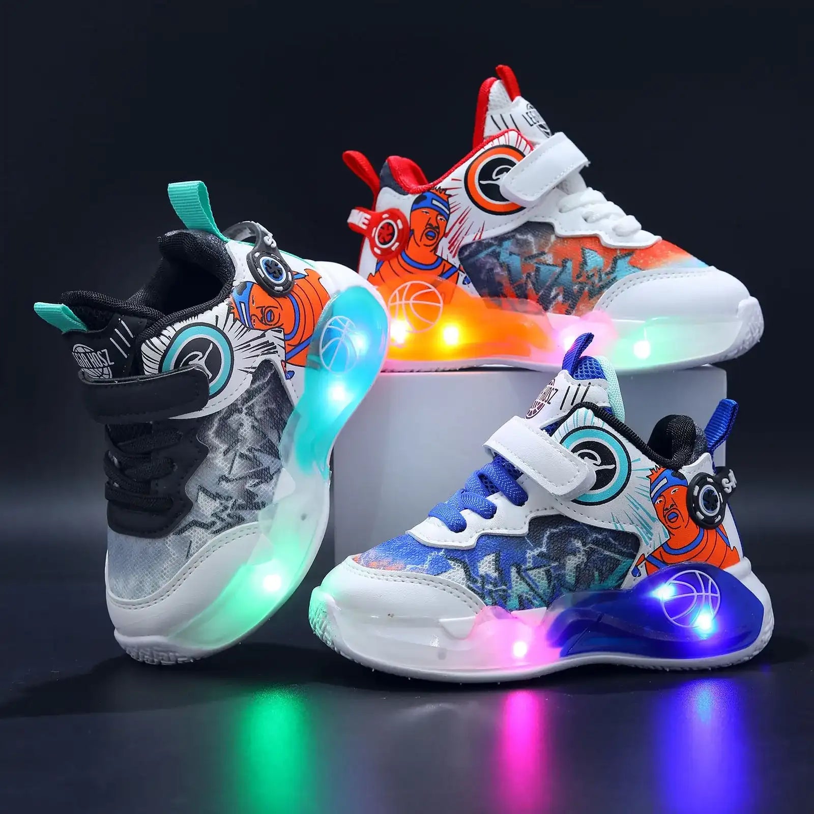 Kids LED Light-Up Mesh Breathable Casual Shoes – Girls & Boys Walking Sneaker