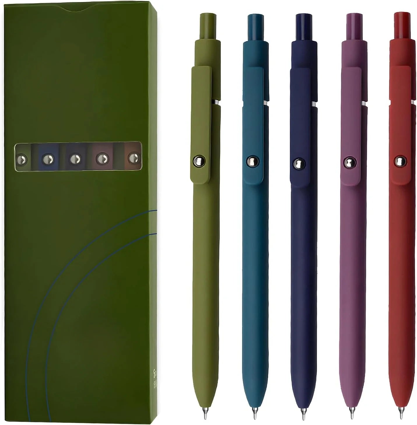 Gel Pens – 5-Pack 0.5mm Black Ink Retractable Pens with Silicone Grip & Metal Clip ✍️