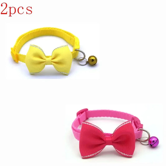 Adjustable Pet Collar with Bow Tie & Bell – Cute Dog Collar for Puppies, Cats & Rabbits, Stylish & Comfortable Design