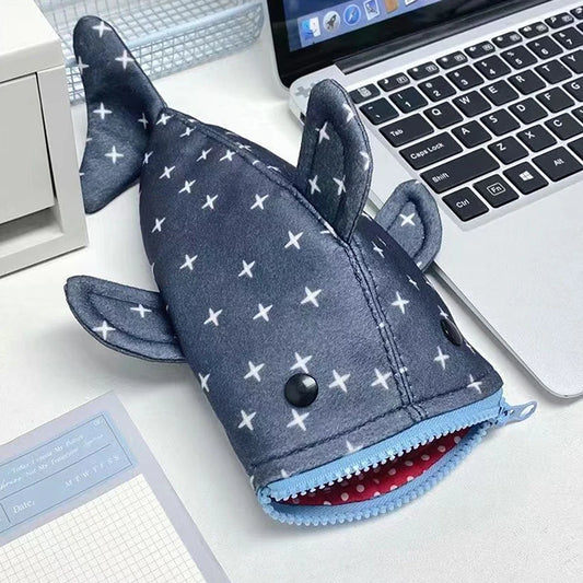 Creative Kawaii Shark Star Pencil Case – Cute Cartoon Shark Mouth Zipper Stationery Bag