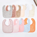 Solid Terry Towel Baby Bibs – Soft Cotton Adjustable Feeding & Burp Bandanas | Korean Style Pocket Bibs for Boys & Girls