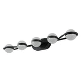 Modern Minimalist Bathroom Vanity Light – 5-Bulb LED Wall-Mounted Fixture with Frosted Glass Shades (Black Finish)