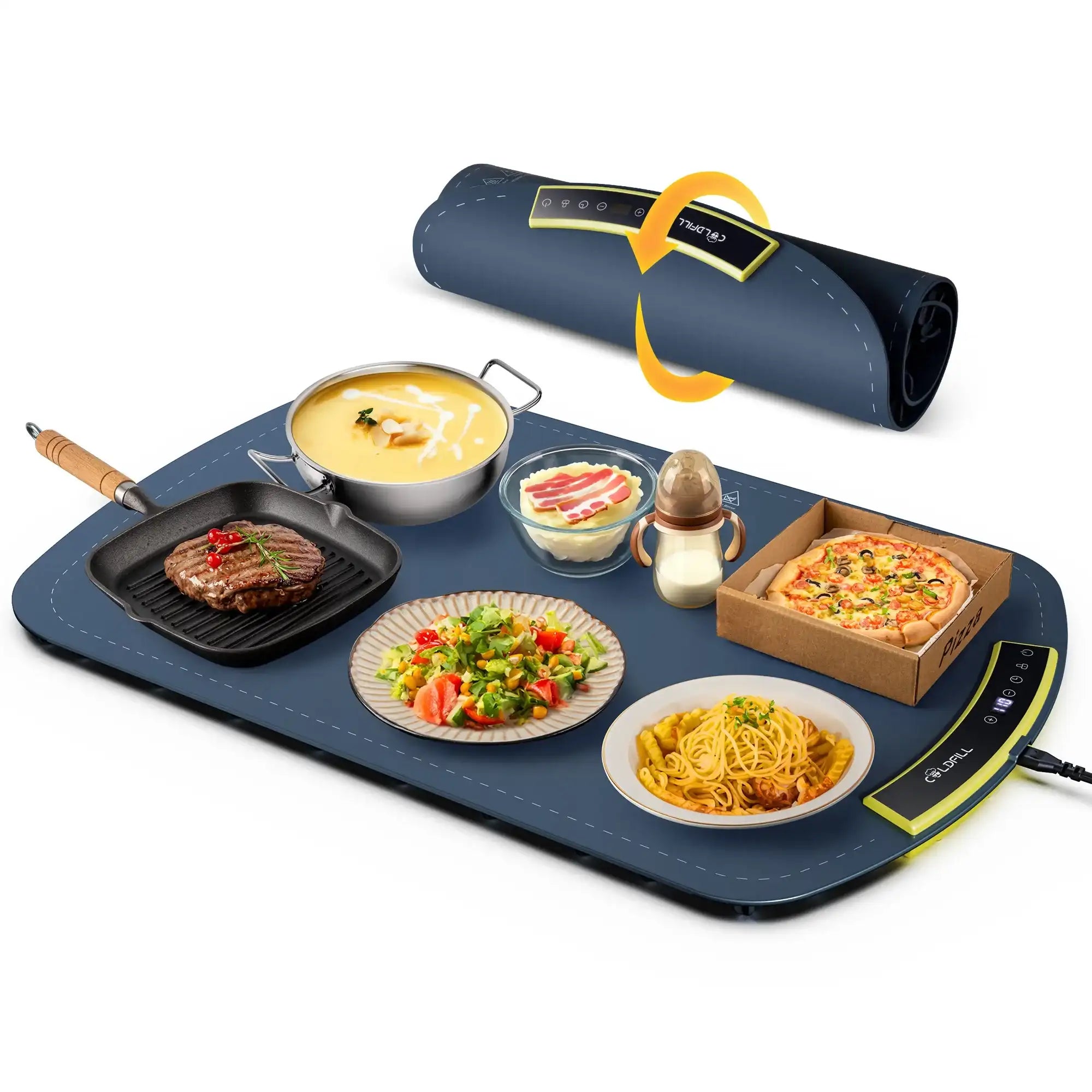 2000 W Electric Food Warming Tray – Foldable Adjustable-Temp Food Warmer Plate (8 Levels)