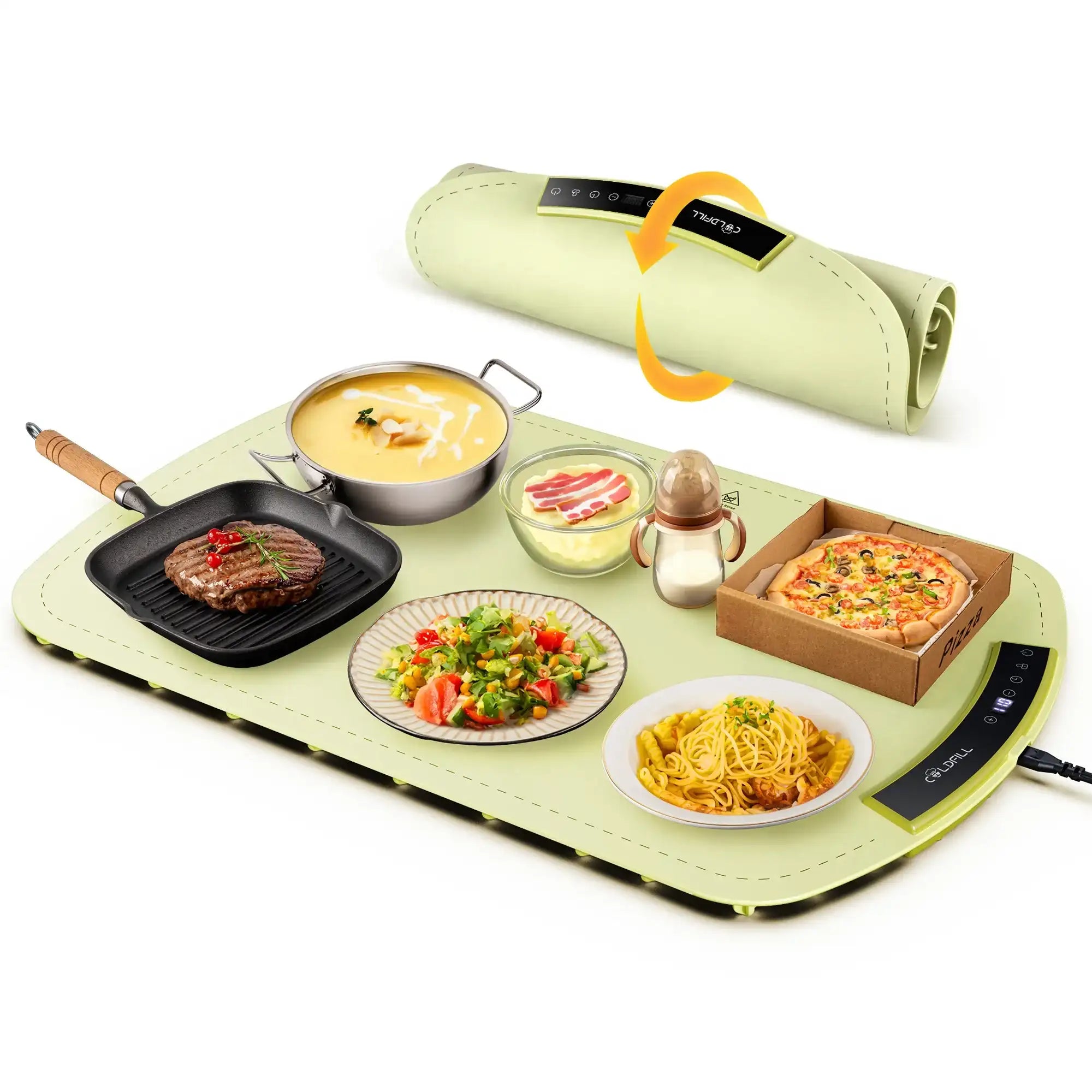 2000 W Electric Food Warming Tray – Foldable Adjustable-Temp Food Warmer Plate (8 Levels)