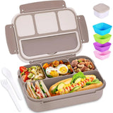 4-Compartment Adult Bento Lunch Box – Silicone & Leak-Proof with Utensils & Mug Cups, Microwave-Safe Lunch Container