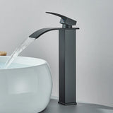 Matte Black Waterfall Basin Faucet – Deck‐Mounted Single Lever Brass Mixer Tap