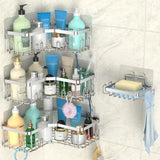 4-Pack Corner Shower Caddy with Soap Holder – No-Drill Adhesive Rust-Proof Shelves Black
