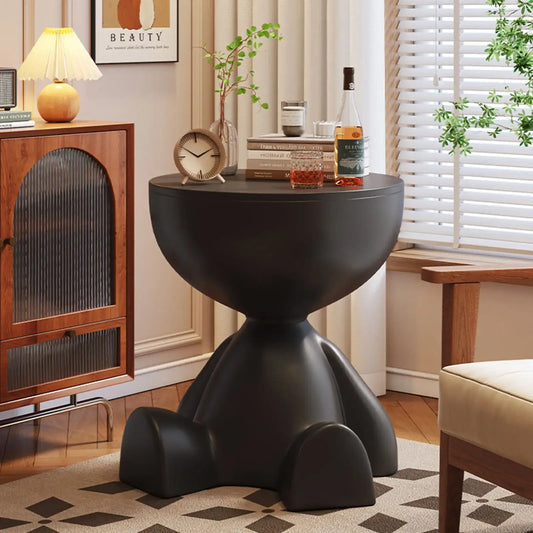 Modern Round Coffee Side Table – Matte Finish Living Room & Bedside Nightstand with Small Storage Rack (Wedyvko)”