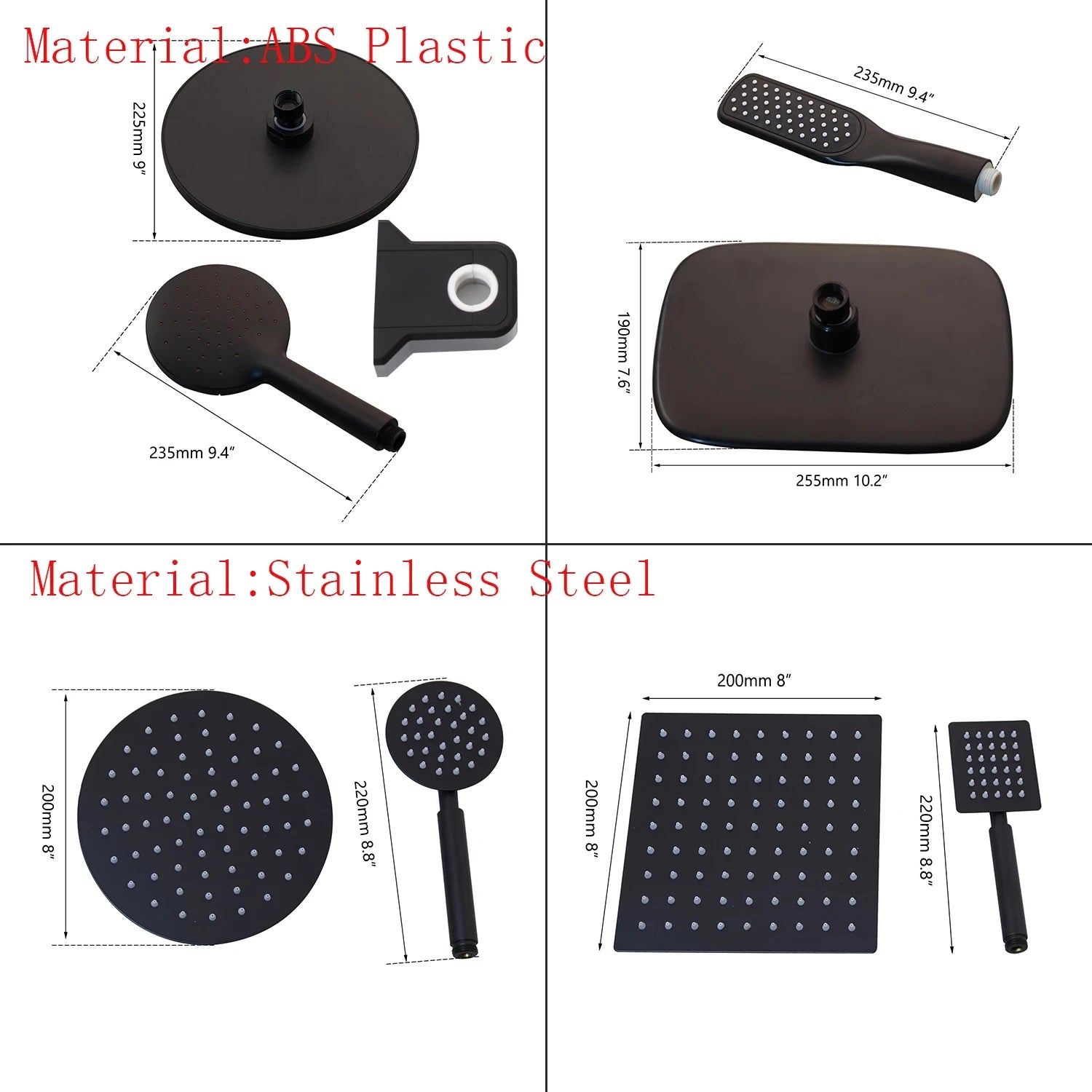 Zappo Matte Black 3-Way Wall-Mounted Rainfall Shower System – Shelf & Bathtub Mixer Included