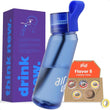 22 oz Scented Water Bottle for Kids & Sports – Straw Lid with 5 Flavor Pods, BPA-Free (Blue)