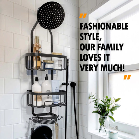 Large-Capacity Hanging Shower Caddy with Multiple Shelves – Towels & Bath Organizer Rack