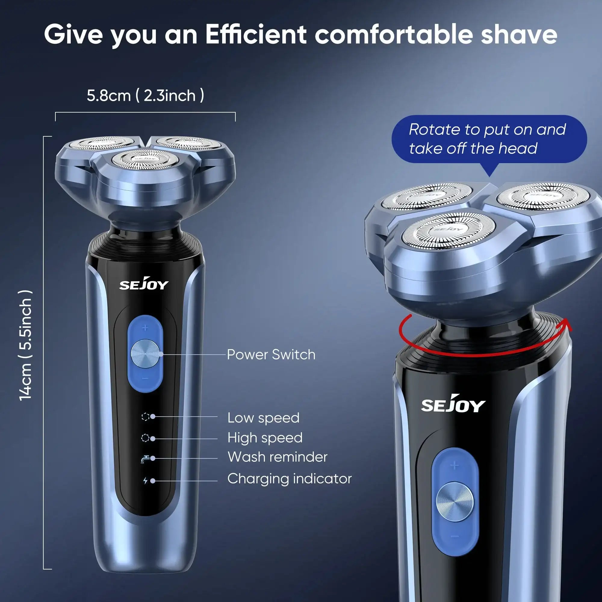 Sejoy Rotary Electric Shaver Kit – Multi-Function Rechargeable Beard & Nose Hair Trimmer with 3-Head Floating Razor