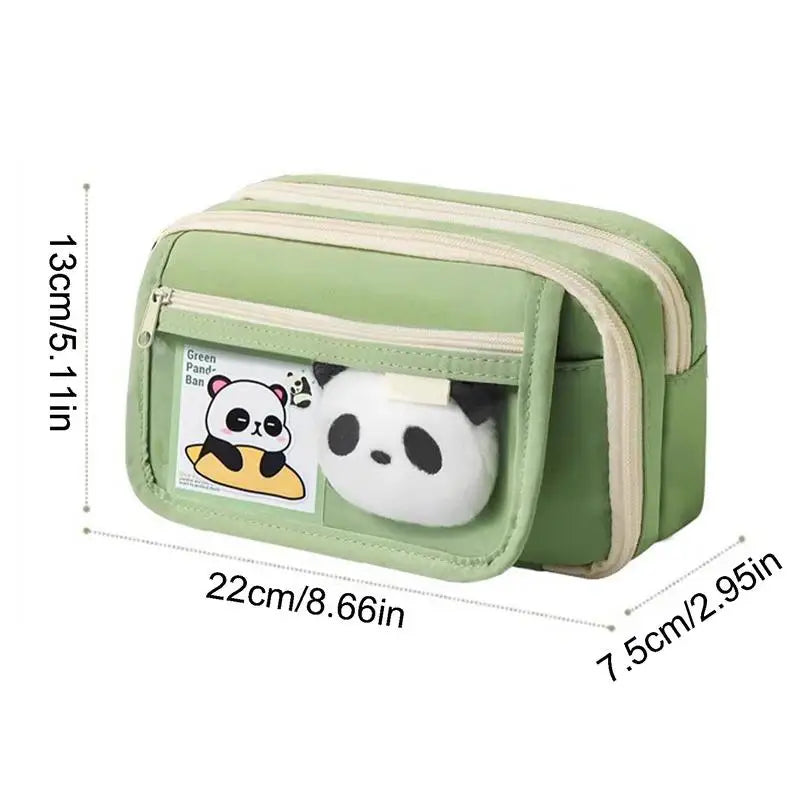 Cute Panda Pencil Case – Large Capacity Transparent Pen Bag, Stationery Storage Pouch for Junior High School Students & Girls