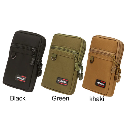 Portable nylon phone pouch – MOLLE tactical waist fanny pack for camping, hiking & hunting, lightweight 7-inch belt bag