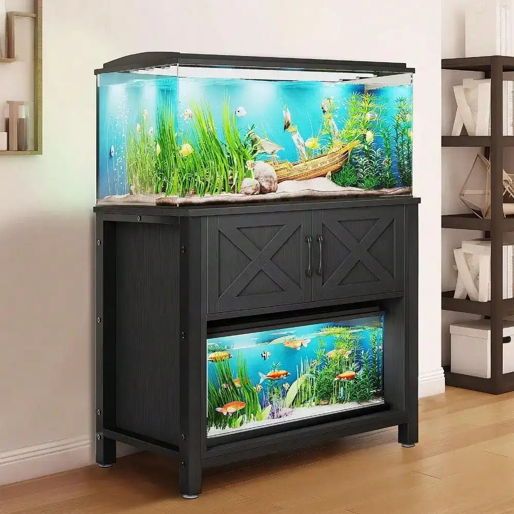 Heavy-Duty Metal Aquarium Stand & Storage Cabinet – Fits 40-50 Gallon Fish Tank