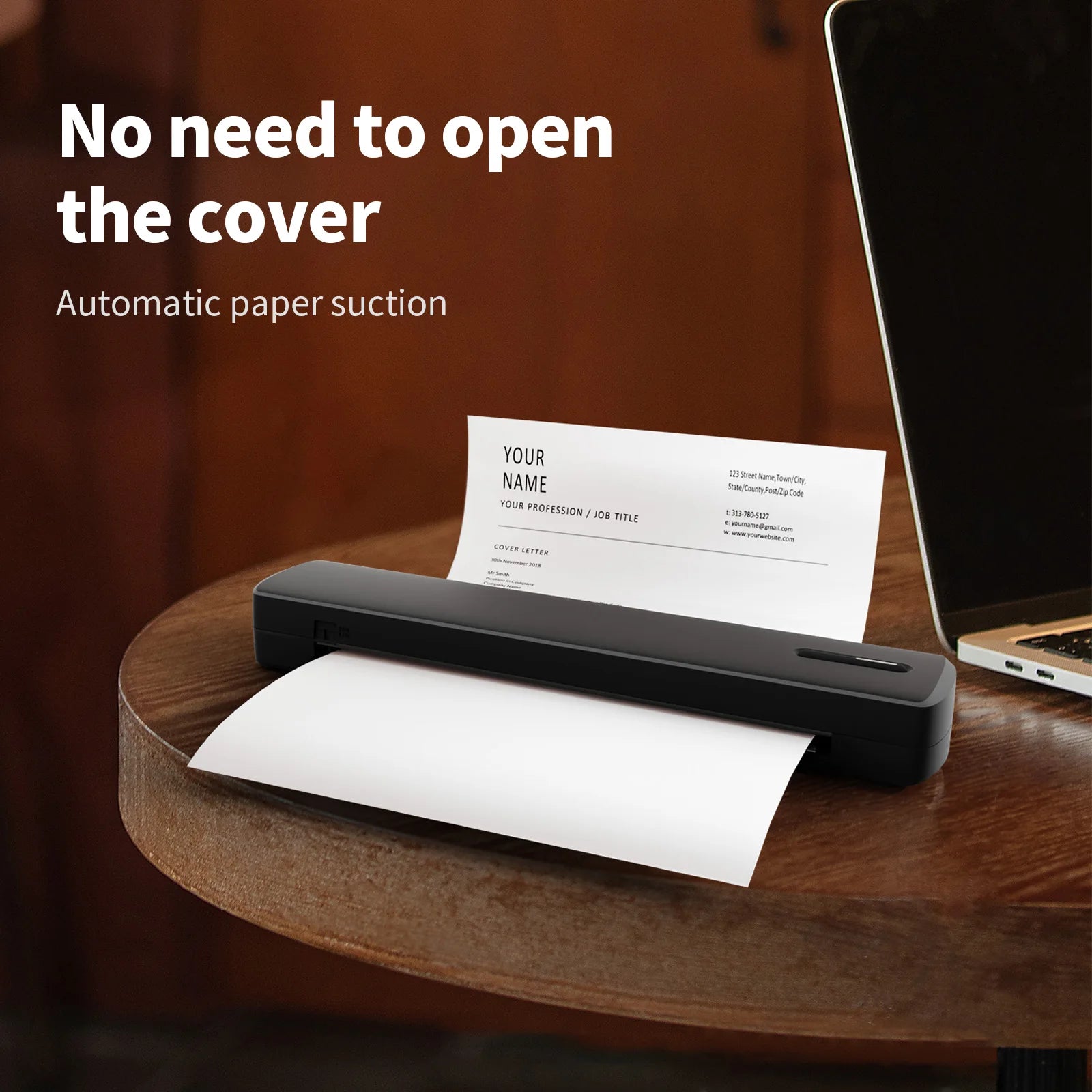 Inkless Portable A4 Travel Thermal Printer – HD-C80, 300 DPI, Wireless, High-Definition Prints