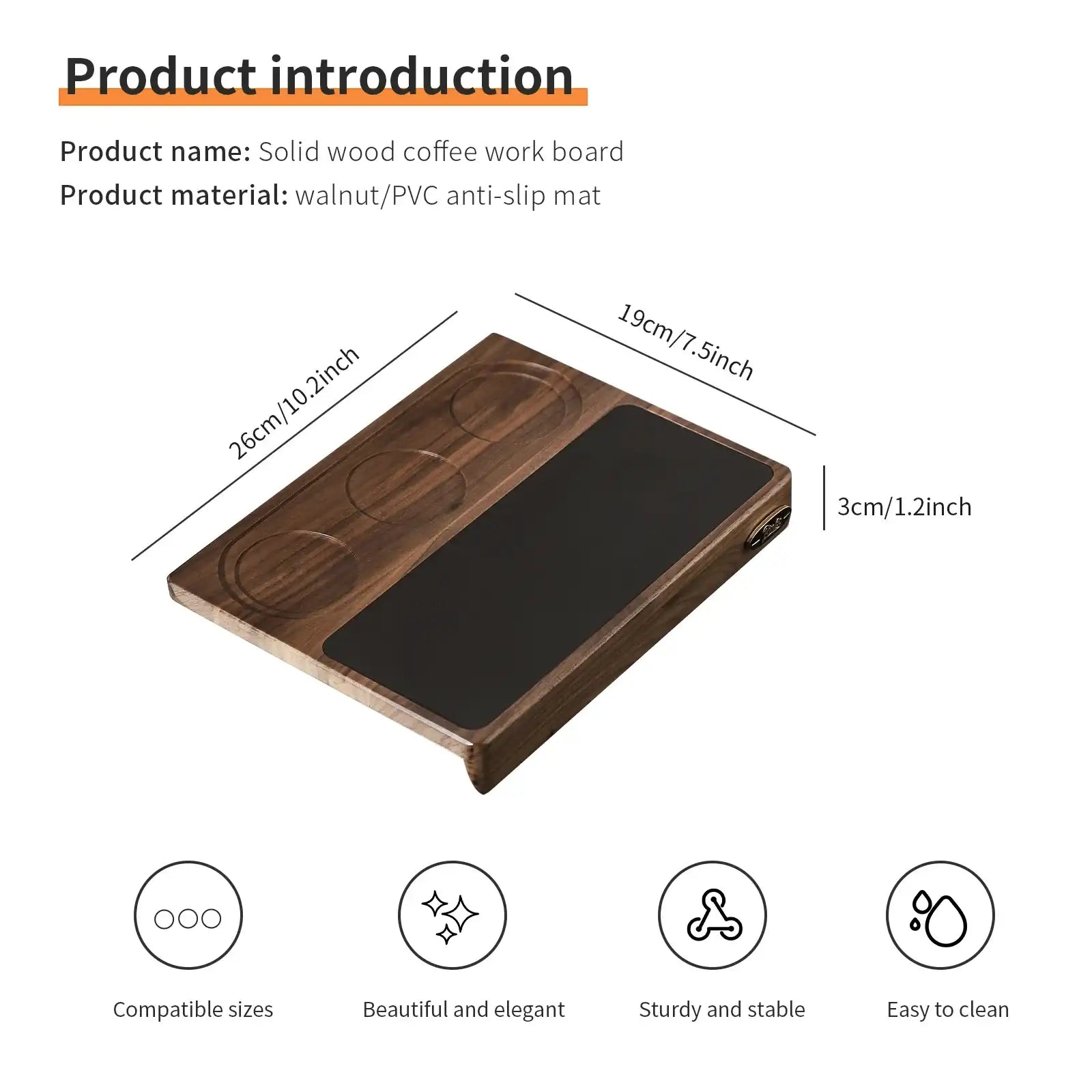 1- Product Title: Wooden Corner Coffee Tamper Mat & Station for 51-58mm Tampers