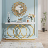 Tribesigns 55" Gold Console Table – Modern Faux Marble Entryway & Sofa Table | Narrow Long Accent Table for Hallway or Living Room