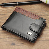 Vintage PU Leather Short Wallet for Men – Classic Bifold Design with Multi-Card Slots, Coin Pocket & Snap Closure