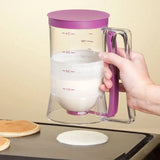 “Batter Dispenser & Separator with Measuring Label – Squeeze Handle for Pancakes, Waffles & Baking”