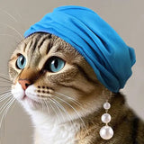 Dog Bandana & Headband Set – Pearl Earring Headdress for Party Costumes & Photo Props