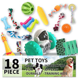 18-Piece Dog Toy Pack – Squeaky, Rope, Interactive & Chew Toys with Food Dispensers