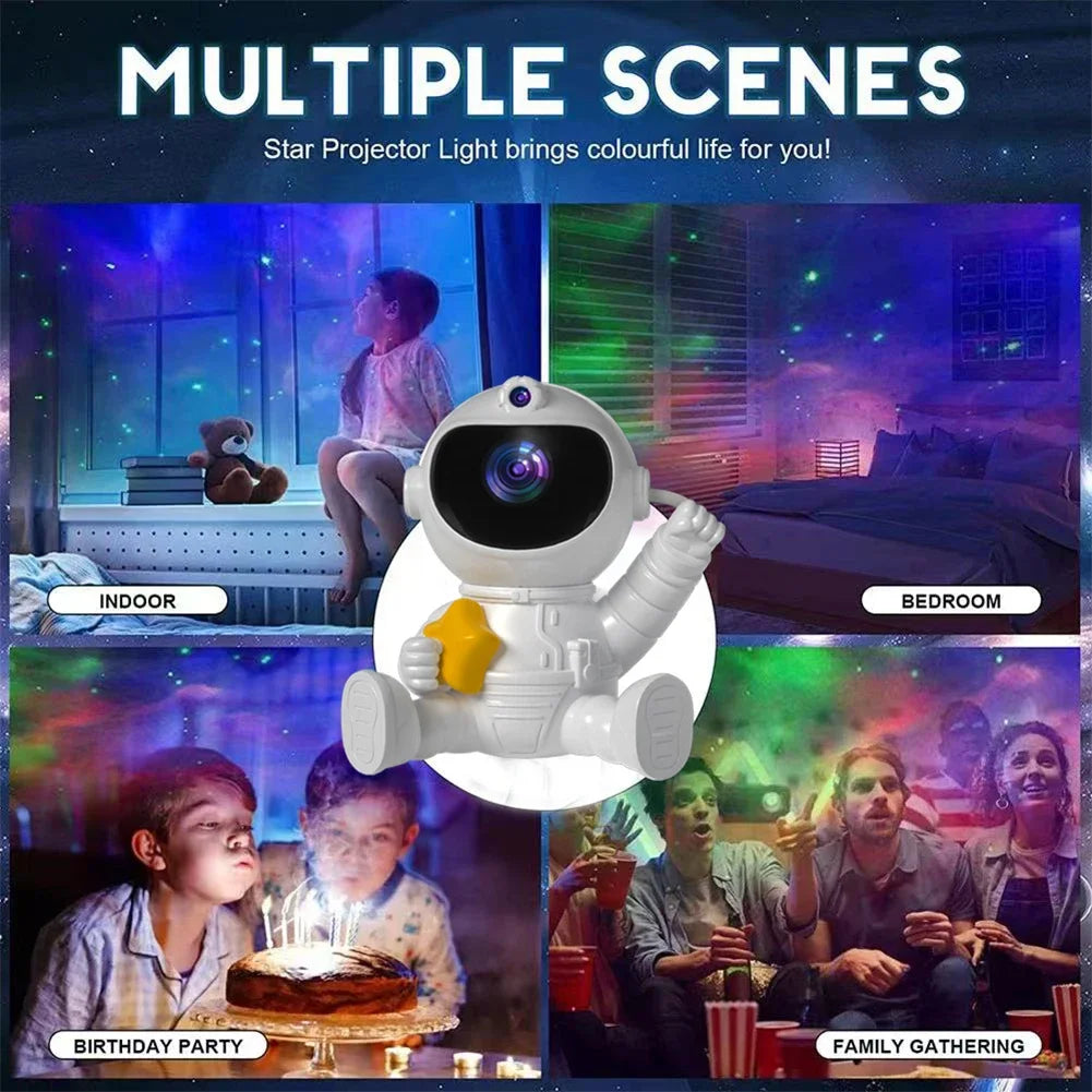 Astronaut Galaxy Star Projector Lamp – Cartoon LED Night Light with Starry Sky & Galaxy Effects, Bedroom Ceiling Projection for Kids’ Gifts