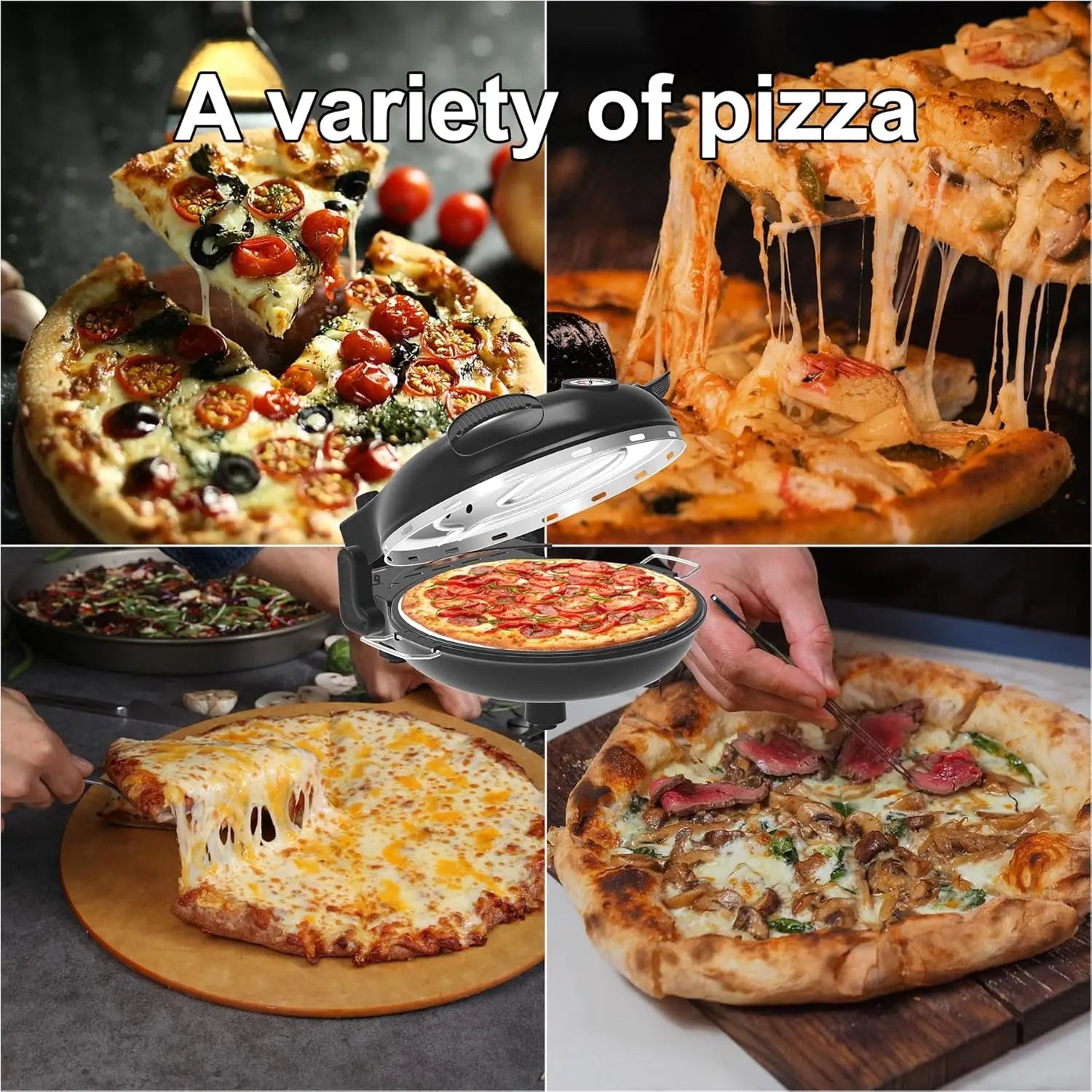 12-Inch Indoor Electric Pizza Maker Stone Oven – 1200 W Countertop Pizza Machine with Dual Temperature Control 🍕🔥