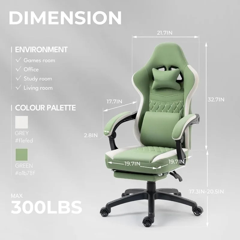 Breathable Fabric Gaming Chair – Ergonomic Gamer Chair with Gel Pad, Storage Bag & Pocket Spring Cushion for All-Day Comfort