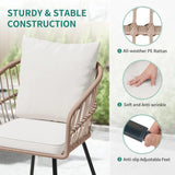 “3-Piece Outdoor Wicker Patio Bistro Set – All-Weather Rattan Conversation Furniture with Cushions & Table for Balcony, Porch, or Garden”
