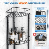 4-Tier Stainless Steel Corner Shower Caddy with Shelves – Floor-Standing Bathroom Storage Rack