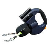 Double-Headed Retractable Dog Leash with LED Light – 360° Swivel Dual Pet Walking Leash for 2 Dogs