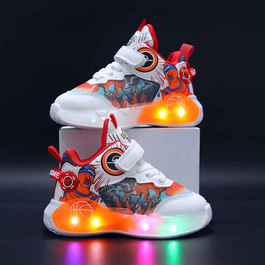 Kids LED Light-Up Mesh Breathable Casual Shoes – Girls & Boys Walking Sneaker