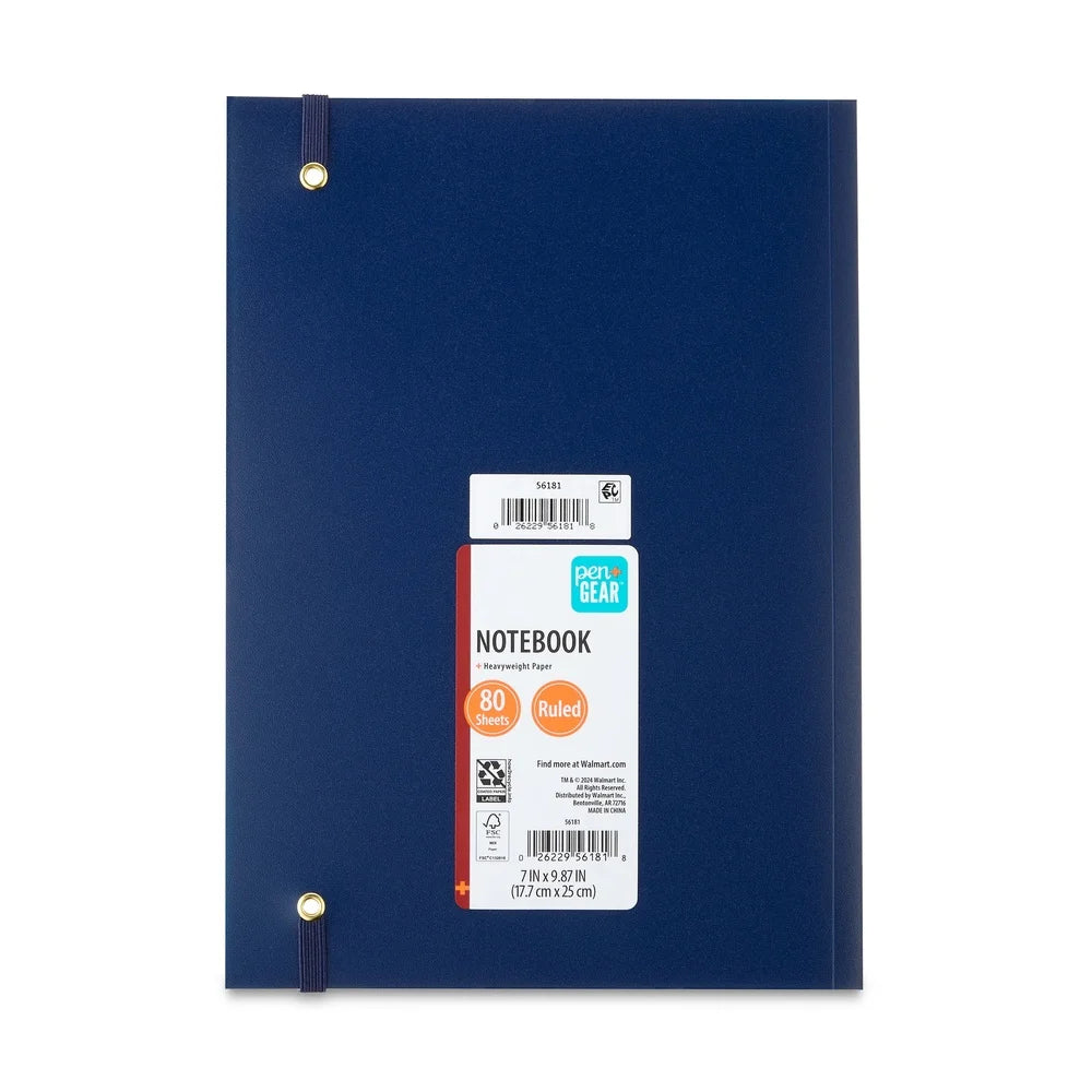 Durable 7×9.87" Poly Notebook – 80 Ruled Pages, Flexible Cover for School & Office 📓💼