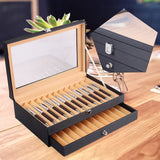 Leather Fountain Pen Display Case – 24-Pen Storage & Organizer Box
