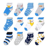 12-Pack Non-Slip Kids’ Socks with Grips – Cotton Crew Socks for Toddlers & Baby Boys/Girls, Ages 3–5 Years