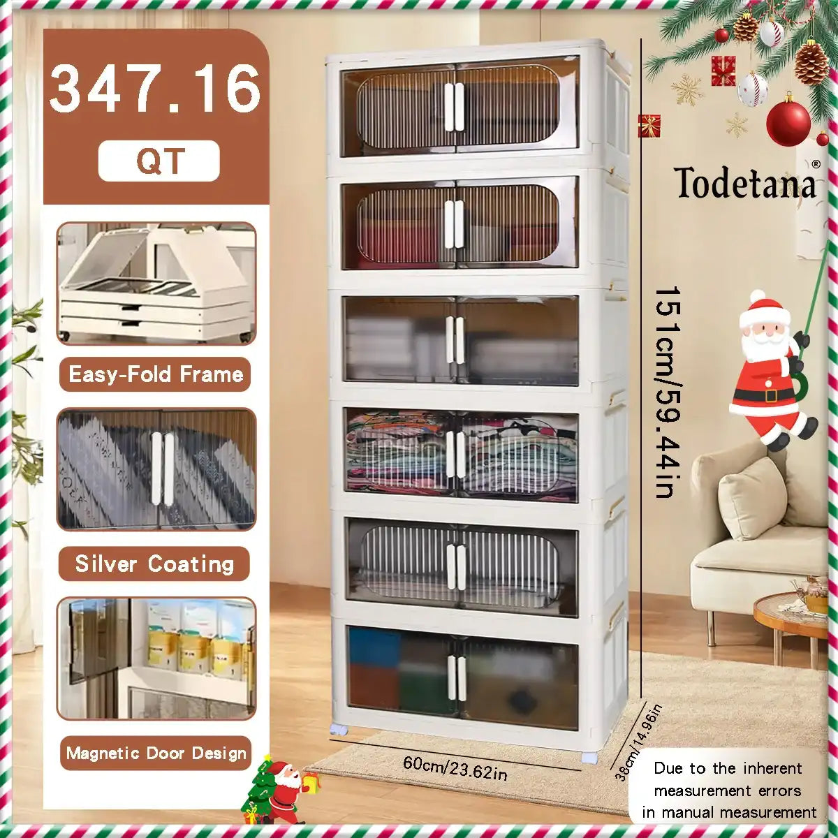 Cream-White Magnetic Door Plastic Storage Cabinet – Stackable Home Organizer Bin with Lids for Clothes, Toys & More