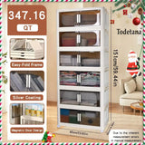 Cream-White Magnetic Door Plastic Storage Cabinet – Stackable Home Organizer Bin with Lids for Clothes, Toys & More