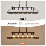 Black & Gold Vintage Pendant Chandelier with 5 Bulbs – Adjustable Height Industrial Hanging Light for Dining & Living Rooms