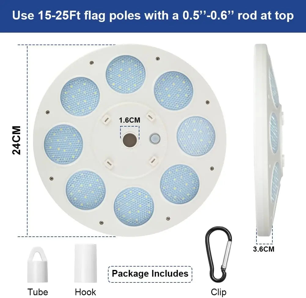 Solar Flag Pole Light (136 LEDs) – Outdoor Flagpole Lighting for 15–30ft Poles | Dusk-to-Dawn Auto On/Off | Energy-Saving Waterproof Design