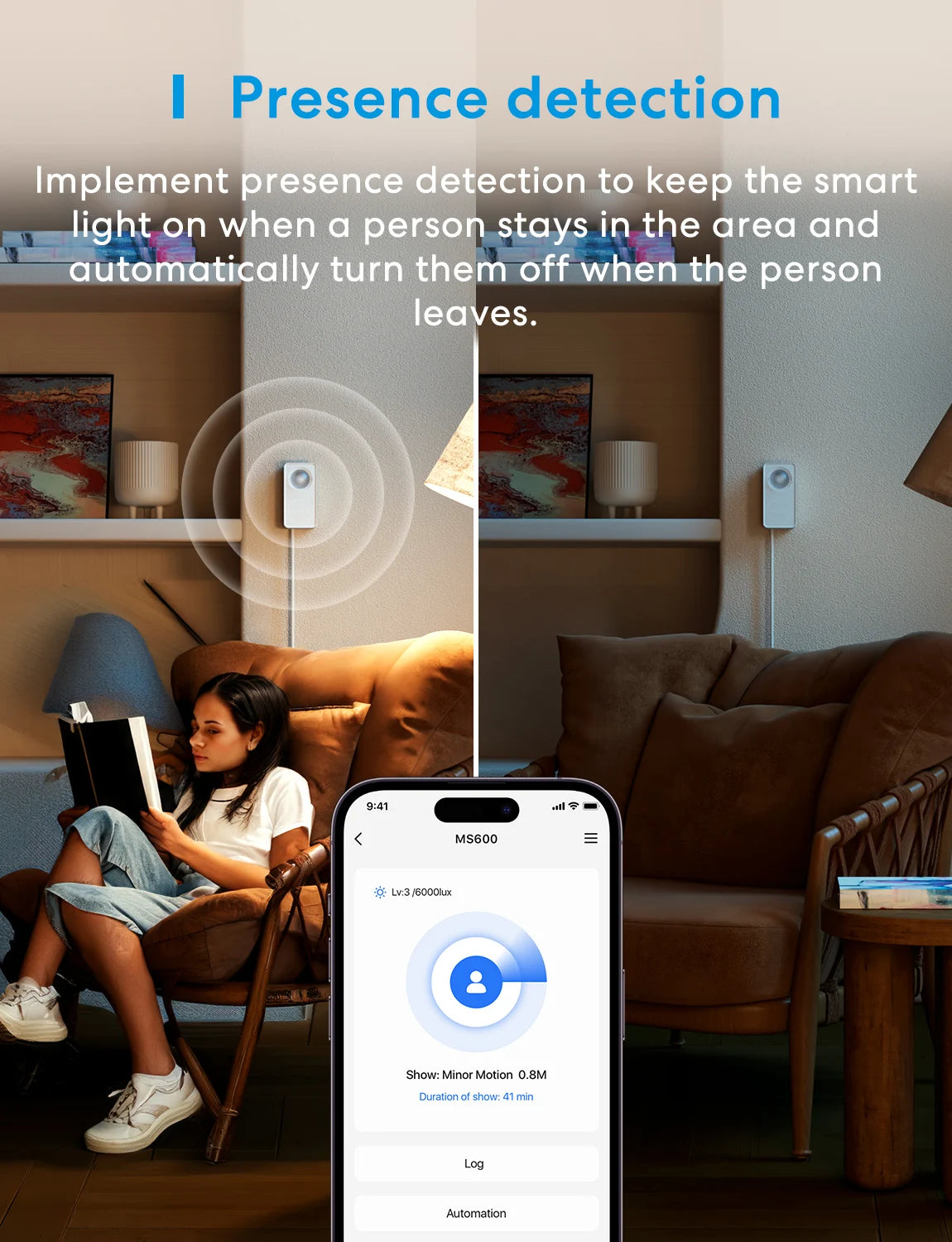 Meross US Matter WiFi Human Presence Sensor – Smart Radar Detector with Luminance & Distance Detection for Smart Homes