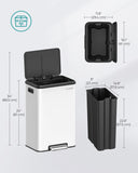 SONGMICS 10.5 Gallon Kitchen Trash Can – 40 L Stainless Steel with Wide Foot Pedal, Soft-Close Lid & Stays-Open Feature