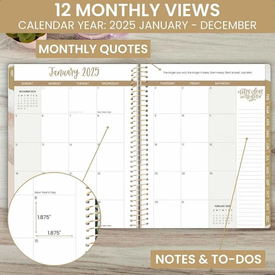 2025 Weekly & Monthly Planner – 8.5" x 11" Dated Agenda Organizer with Tabs & Stickers 📅✨